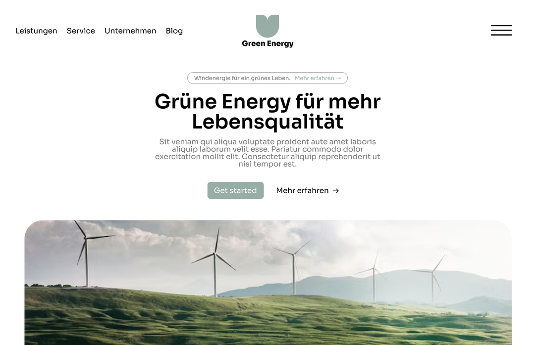 Green Energy Webdesign Konzept